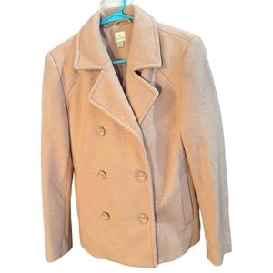 LC Lauren Conrad Tan/Light Pink Wool Blend Peacoat Size 4. NWOT